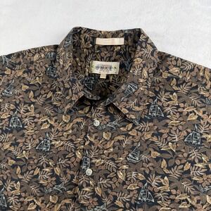 Vtg Campia Moda Hawaiian Shirt Mens XL Tropical Floral Sail Boat Autumn Fall